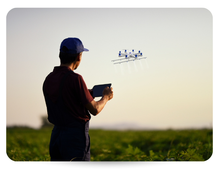 farmer flying a drone